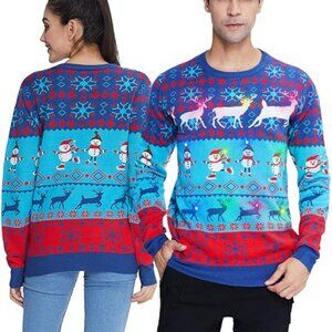 Men/Women Light Up Knitted Ugly Christmas Sweater with Multi-Colore